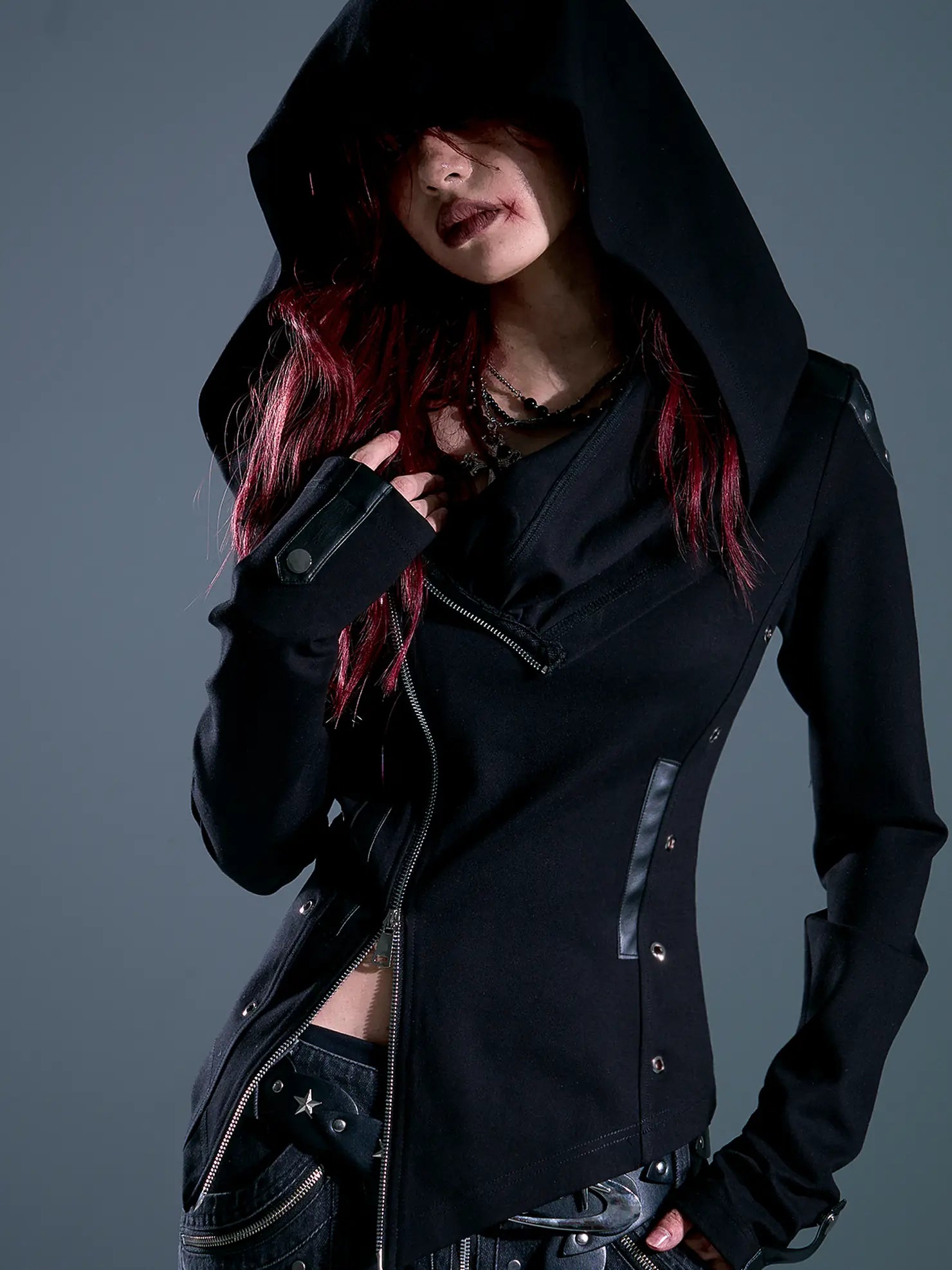 Asymmetric Hooded Wasteland Knit