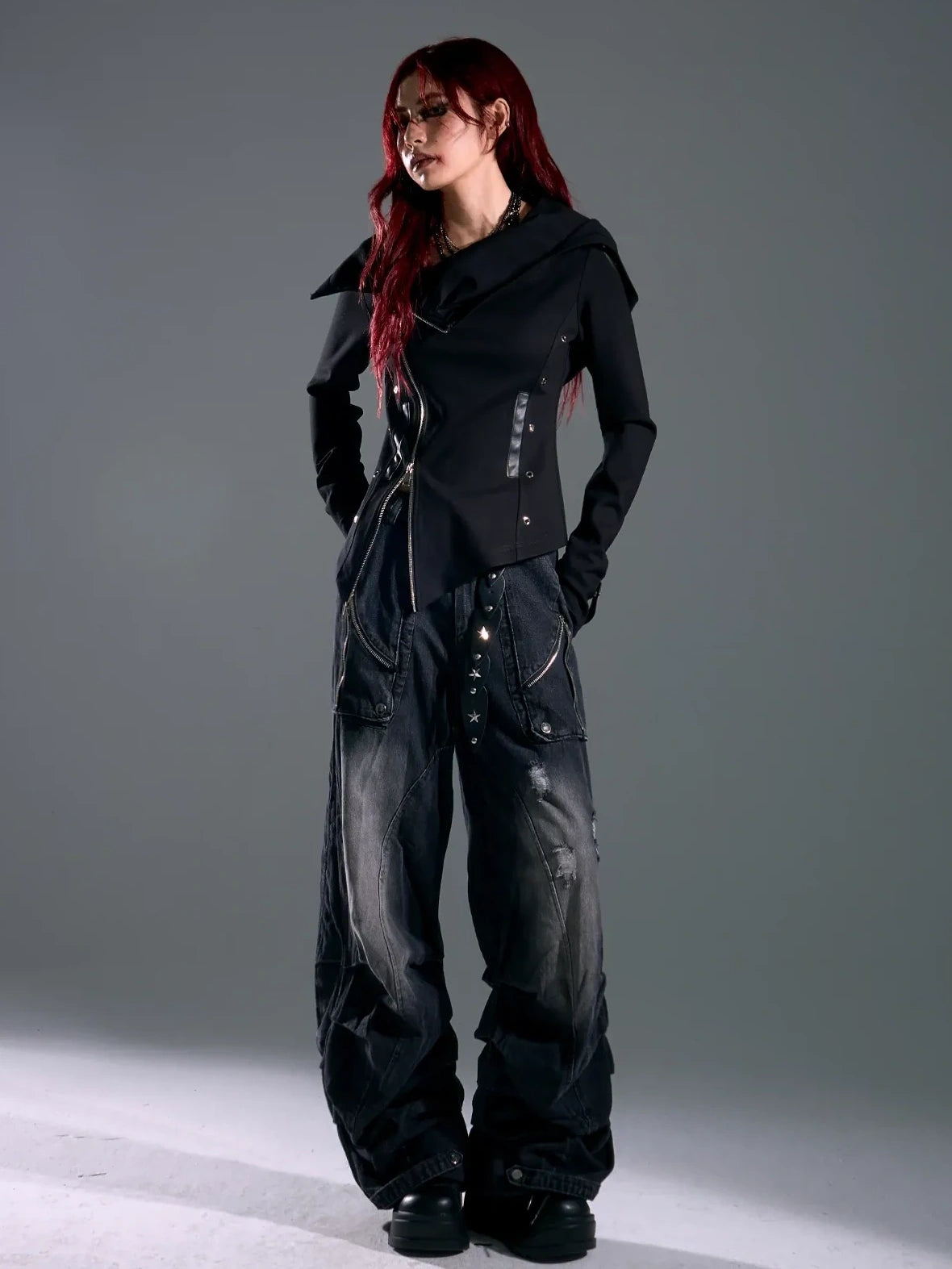 Asymmetric Hooded Wasteland Knit