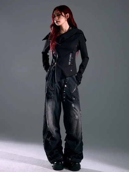 Asymmetric Hooded Wasteland Knit