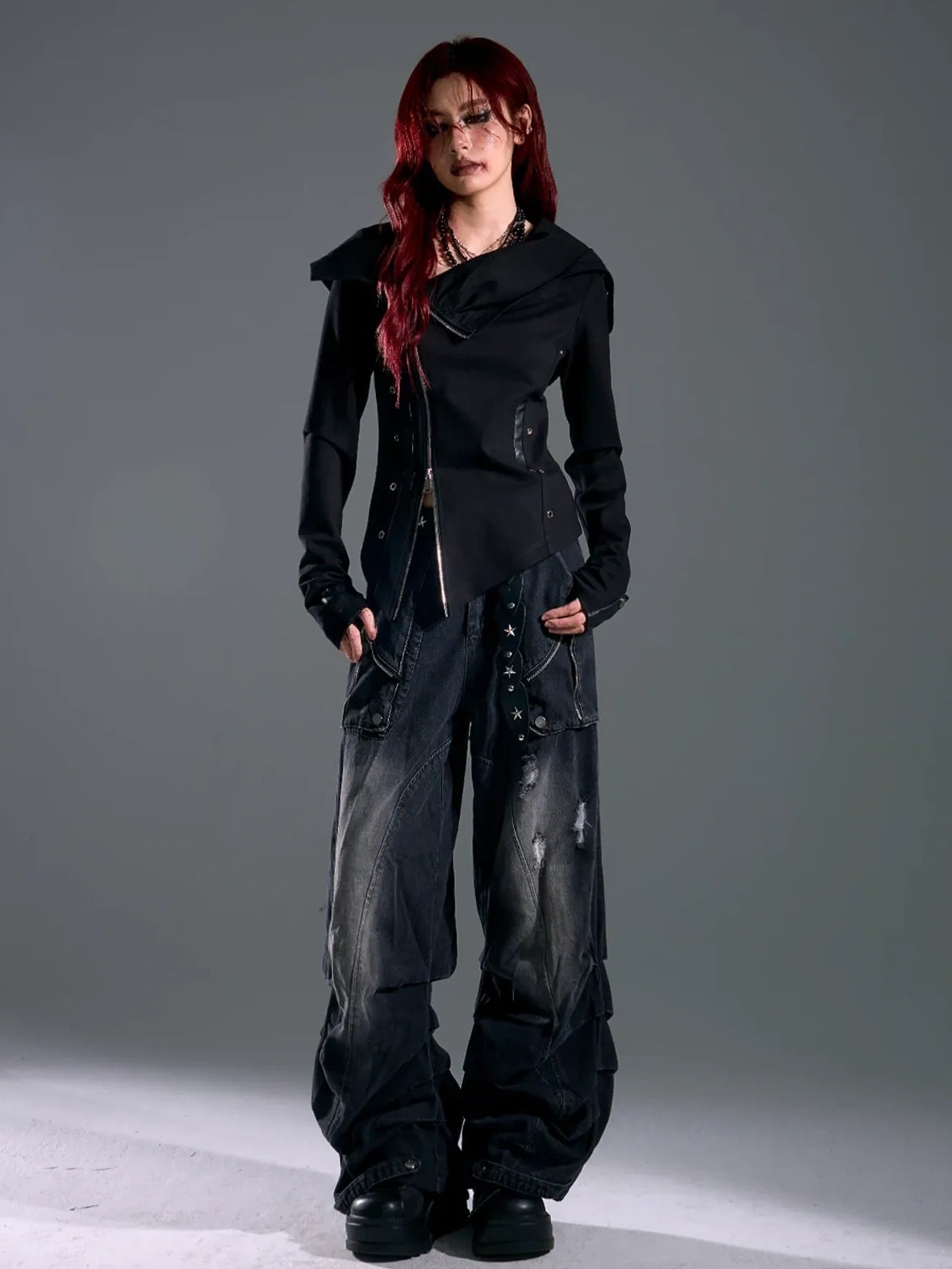 Asymmetric Hooded Wasteland Knit