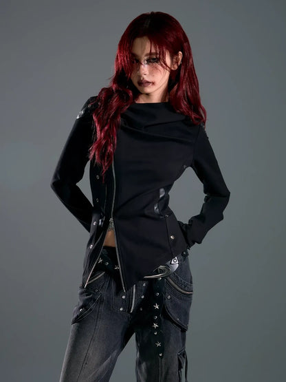 Asymmetric Hooded Wasteland Knit