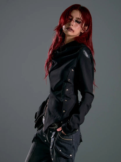 Asymmetric Hooded Wasteland Knit