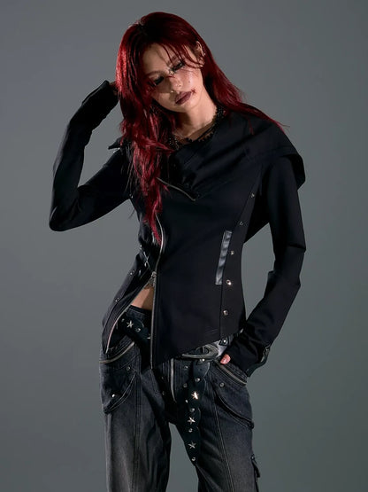 Asymmetric Hooded Wasteland Knit