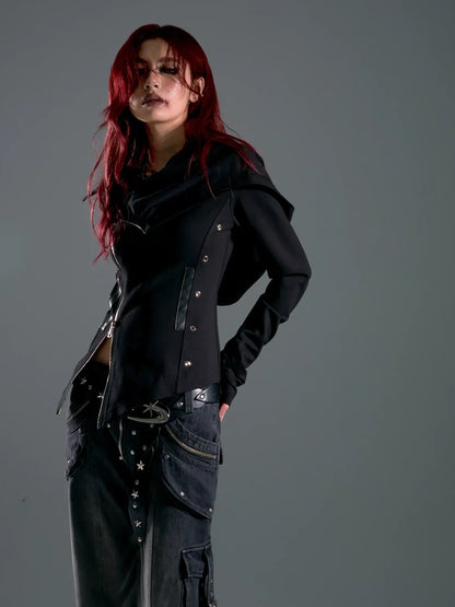 Asymmetric Hooded Wasteland Knit