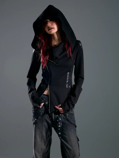 Asymmetric Hooded Wasteland Knit