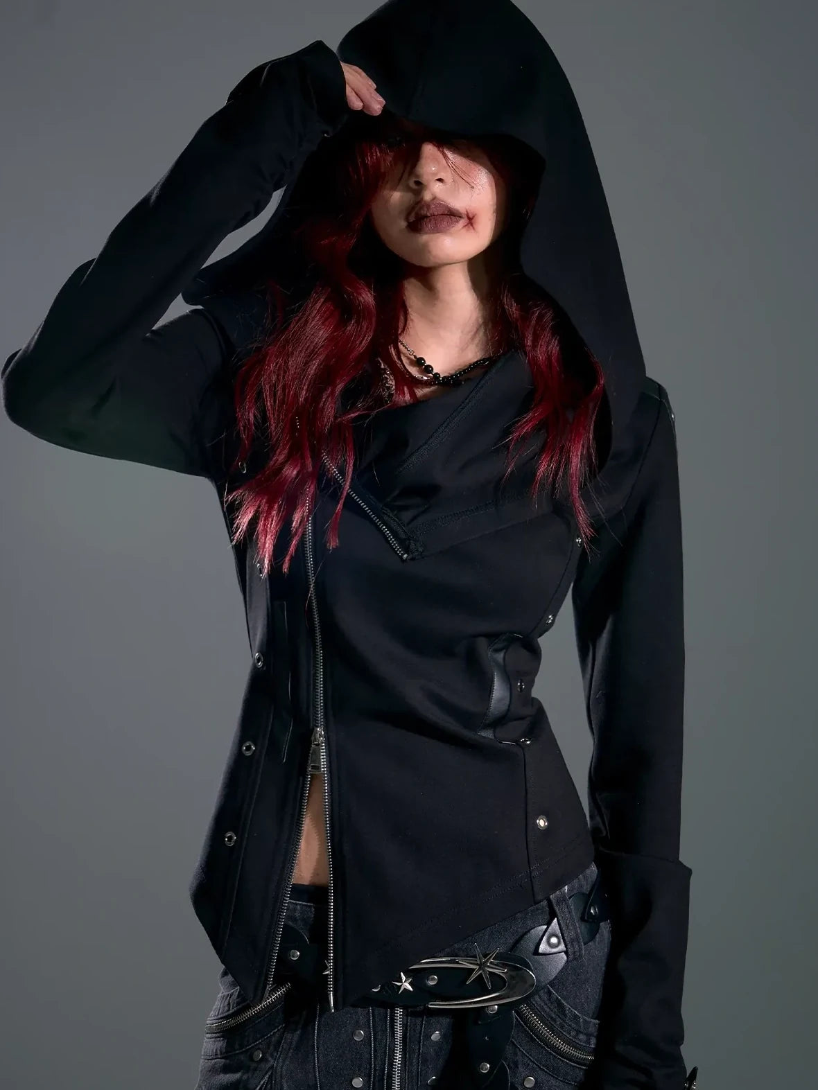 Asymmetric Hooded Wasteland Knit