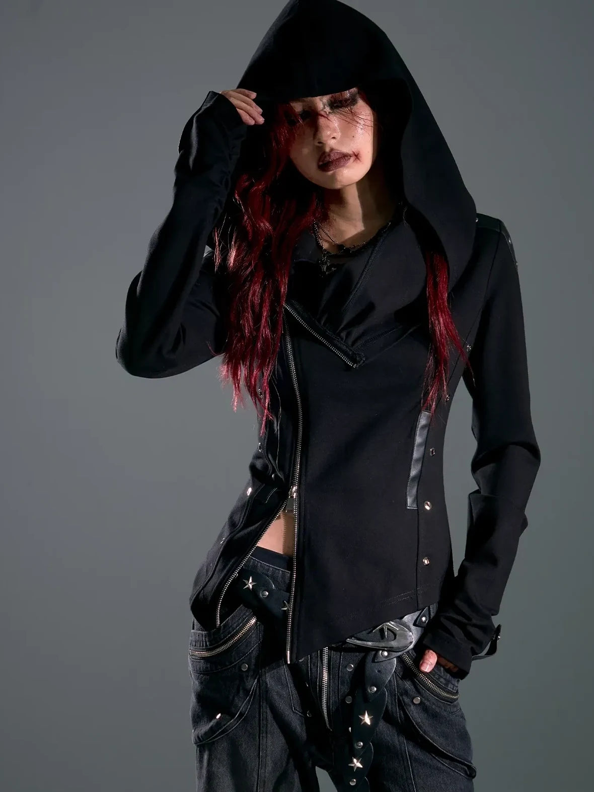 Asymmetric Hooded Wasteland Knit