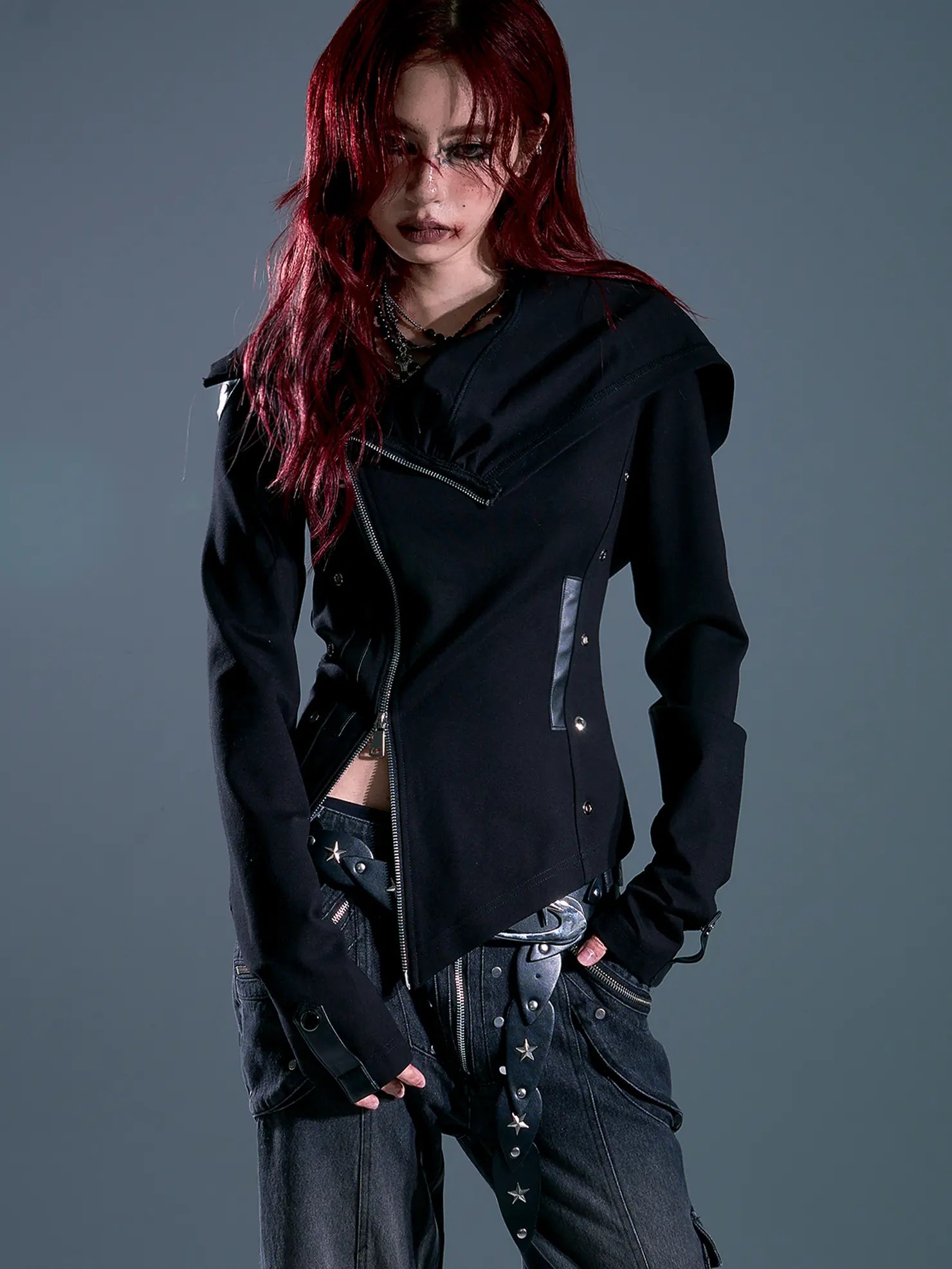 Asymmetric Hooded Wasteland Knit