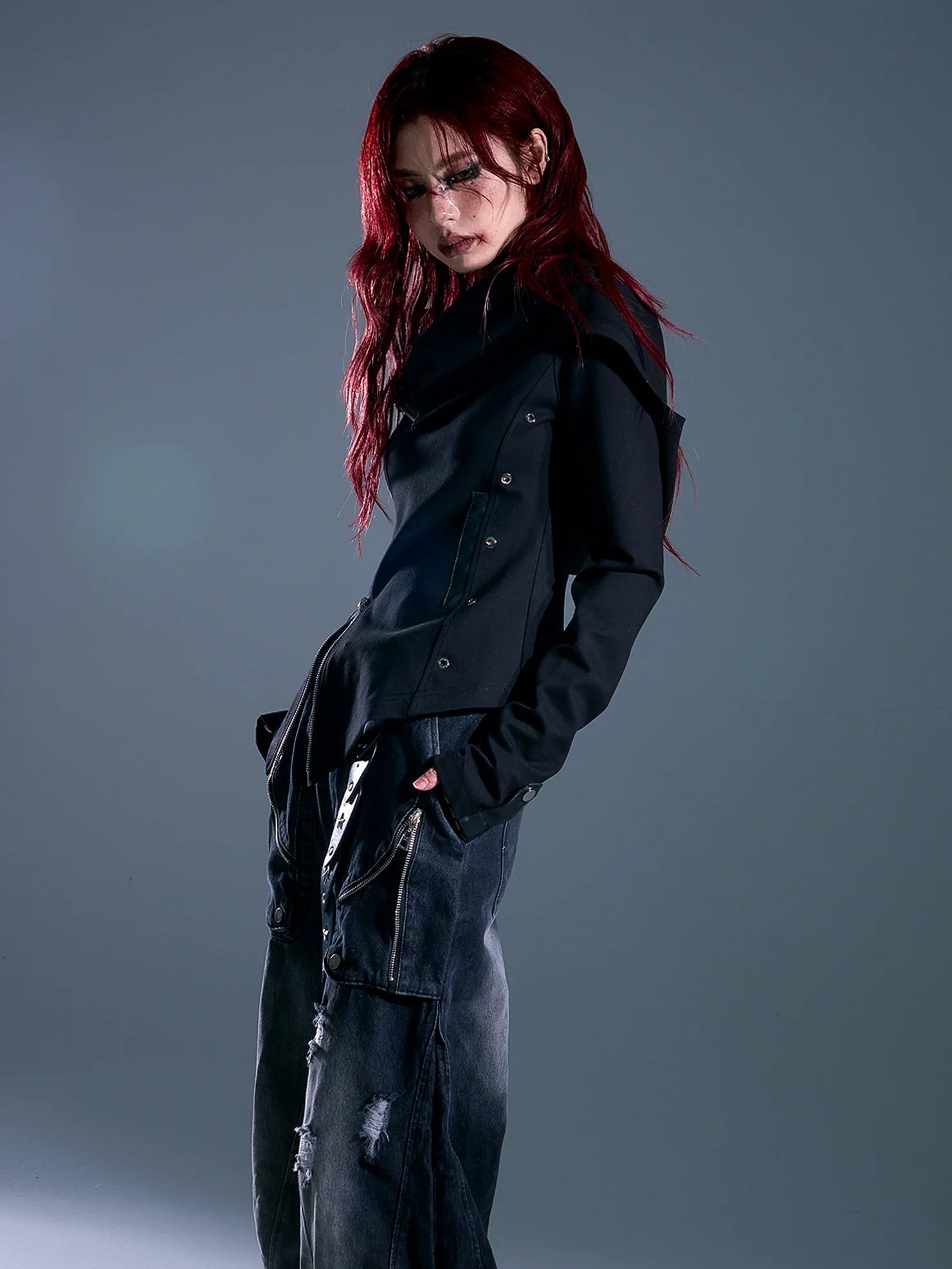 Asymmetric Hooded Wasteland Knit