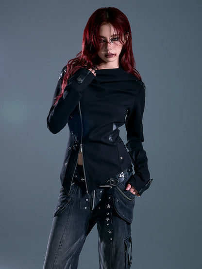 Asymmetric Hooded Wasteland Knit