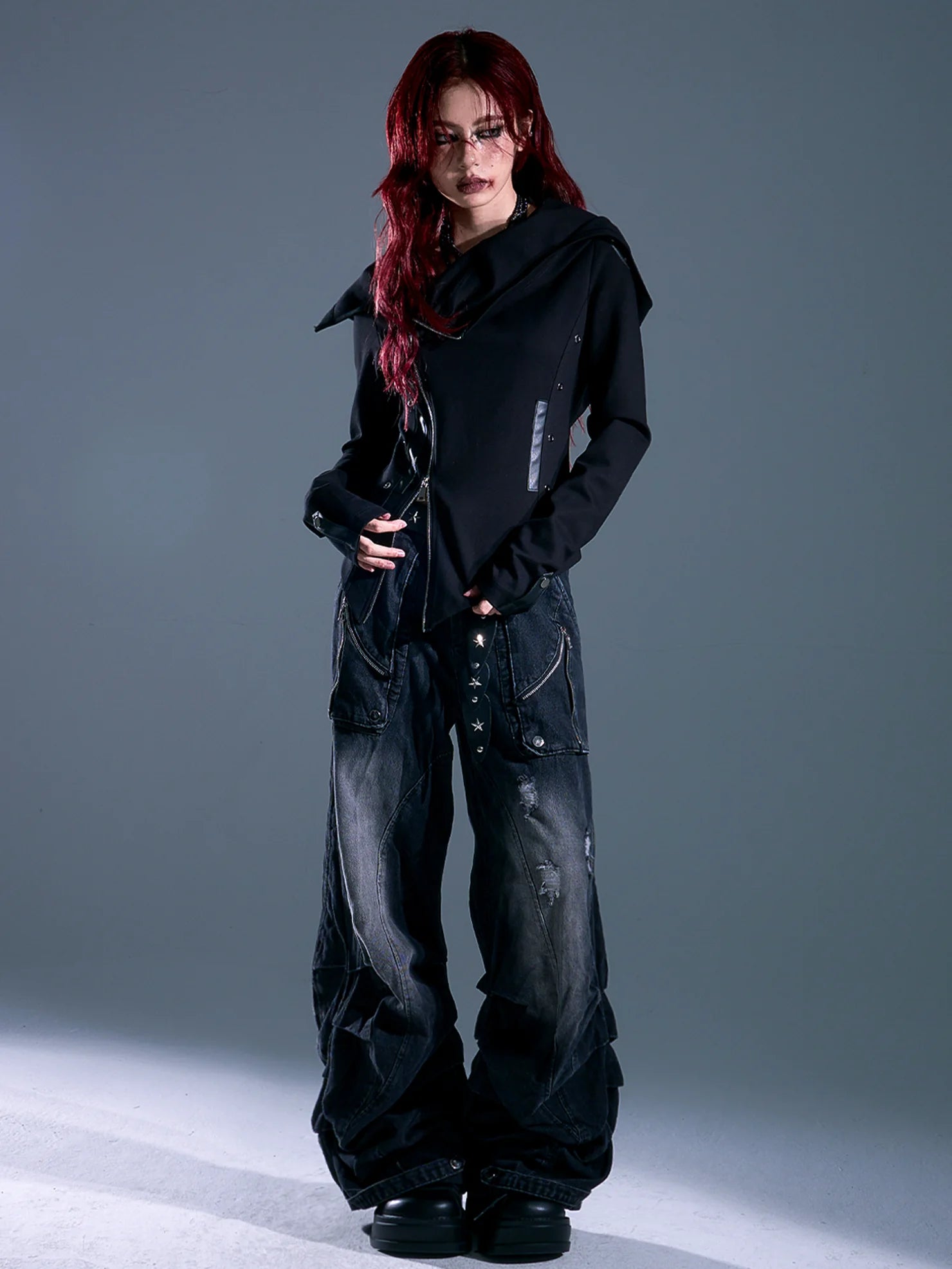 Asymmetric Hooded Wasteland Knit