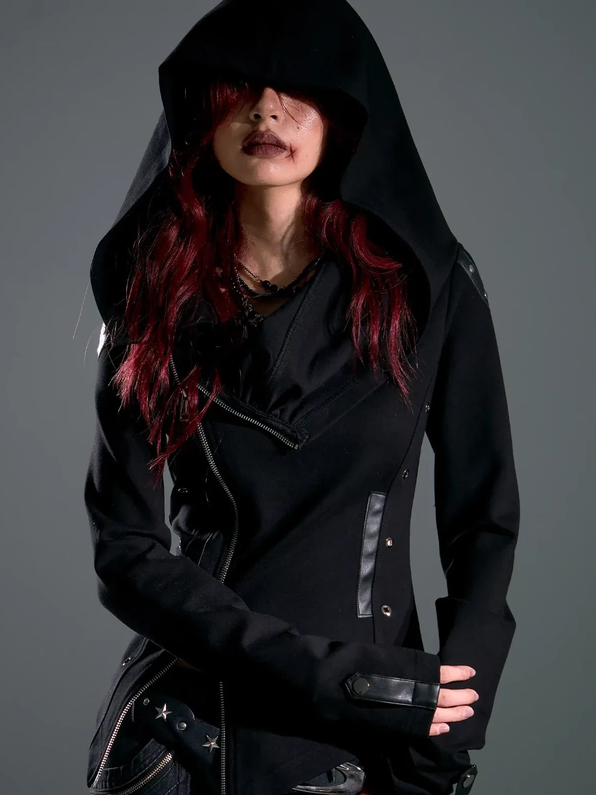 Asymmetric Hooded Wasteland Knit