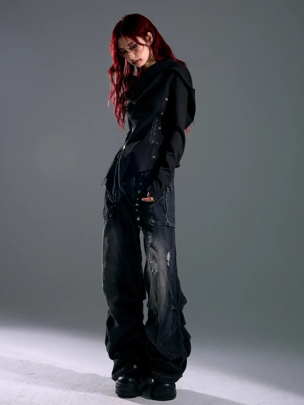 Asymmetric Hooded Wasteland Knit