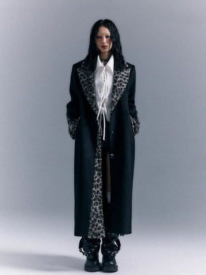 Frustration Garden Asymmetric Leopard Print Wool Blend Coat