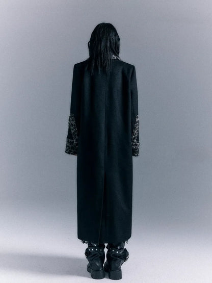 Frustration Garden Asymmetric Leopard Print Wool Blend Coat