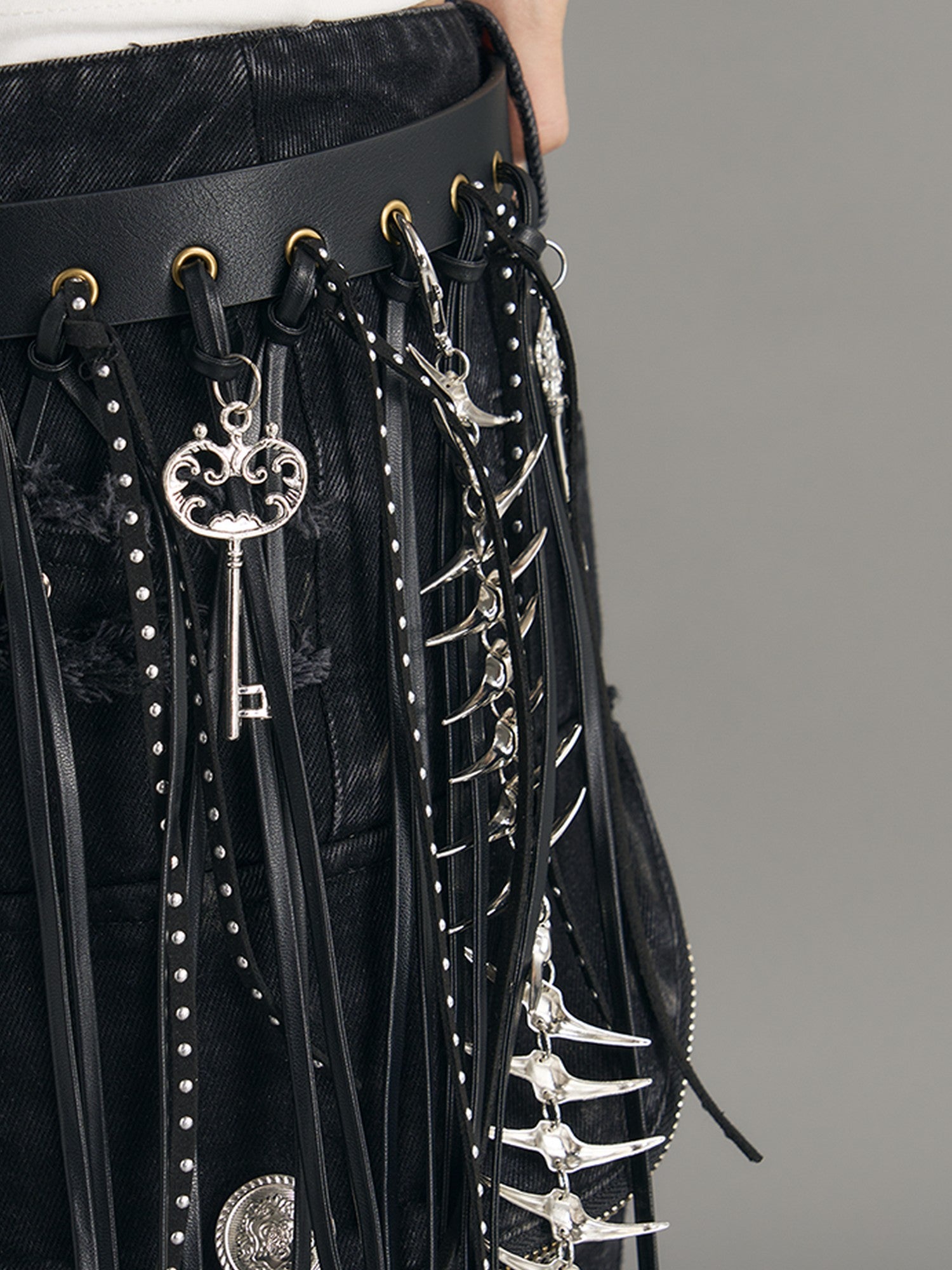 Frustration Garden Black Fringe Punk Heavy Industrial Handmade Street Women&