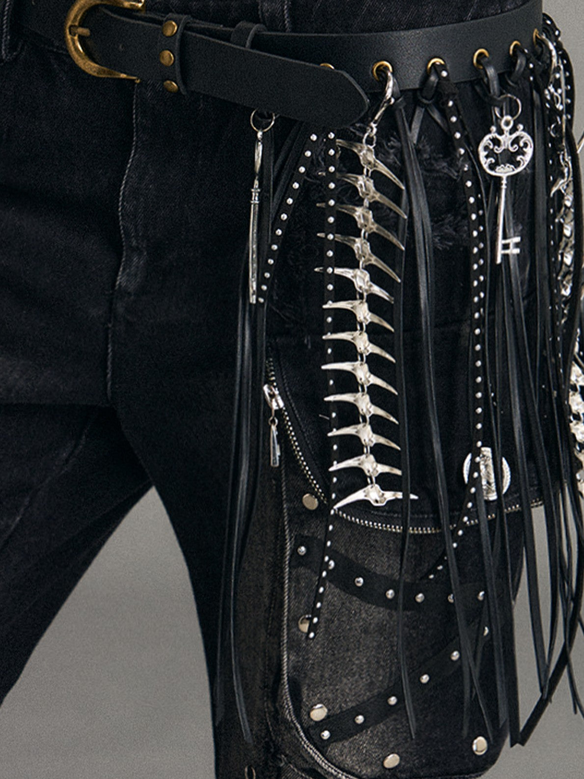 Frustration Garden Black Fringe Punk Heavy Industrial Handmade Street Women&