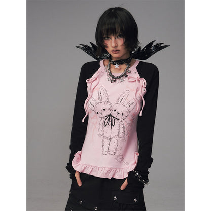 Frustration_Garden_Bow_Lace_Print_Studded_Raglan_Slim_Women&