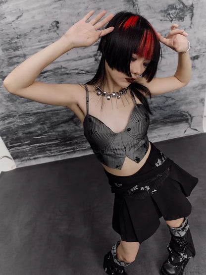Frustration Garden Chinese Punk Sleeveless Crop Top