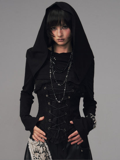 Frustration Garden Dark Gothic Jacquard Patchwork Hooded Women&