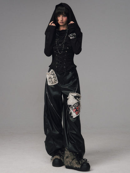 Frustration Garden Dark Gothic Jacquard Patchwork Hooded Women&
