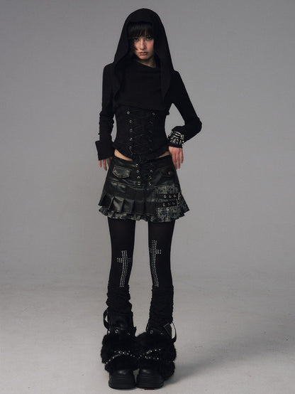Frustration Garden Dark Gothic Jacquard Patchwork Hooded Women&