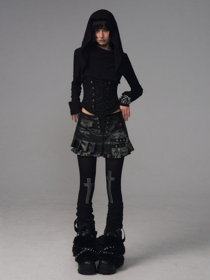 Frustration Garden Dark Gothic Jacquard Patchwork Hooded Women&