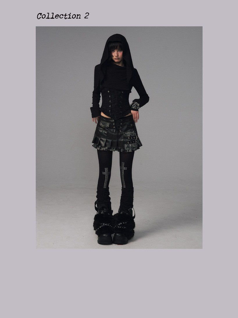 Frustration Garden Dark Gothic Jacquard Patchwork Hooded Women&