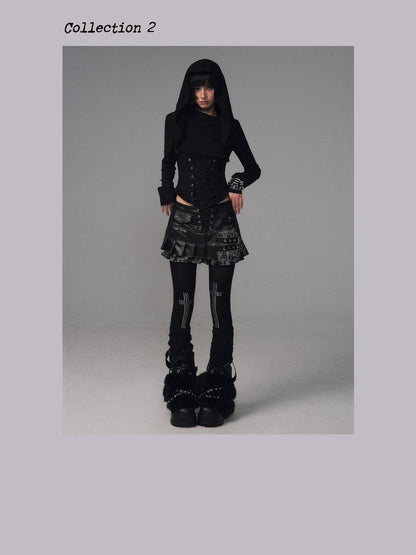 Frustration Garden Dark Gothic Jacquard Patchwork Hooded Women&