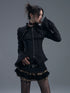 Frustration Garden Dark Gothic Lace Trim Belted Bell Sleeve Shirt