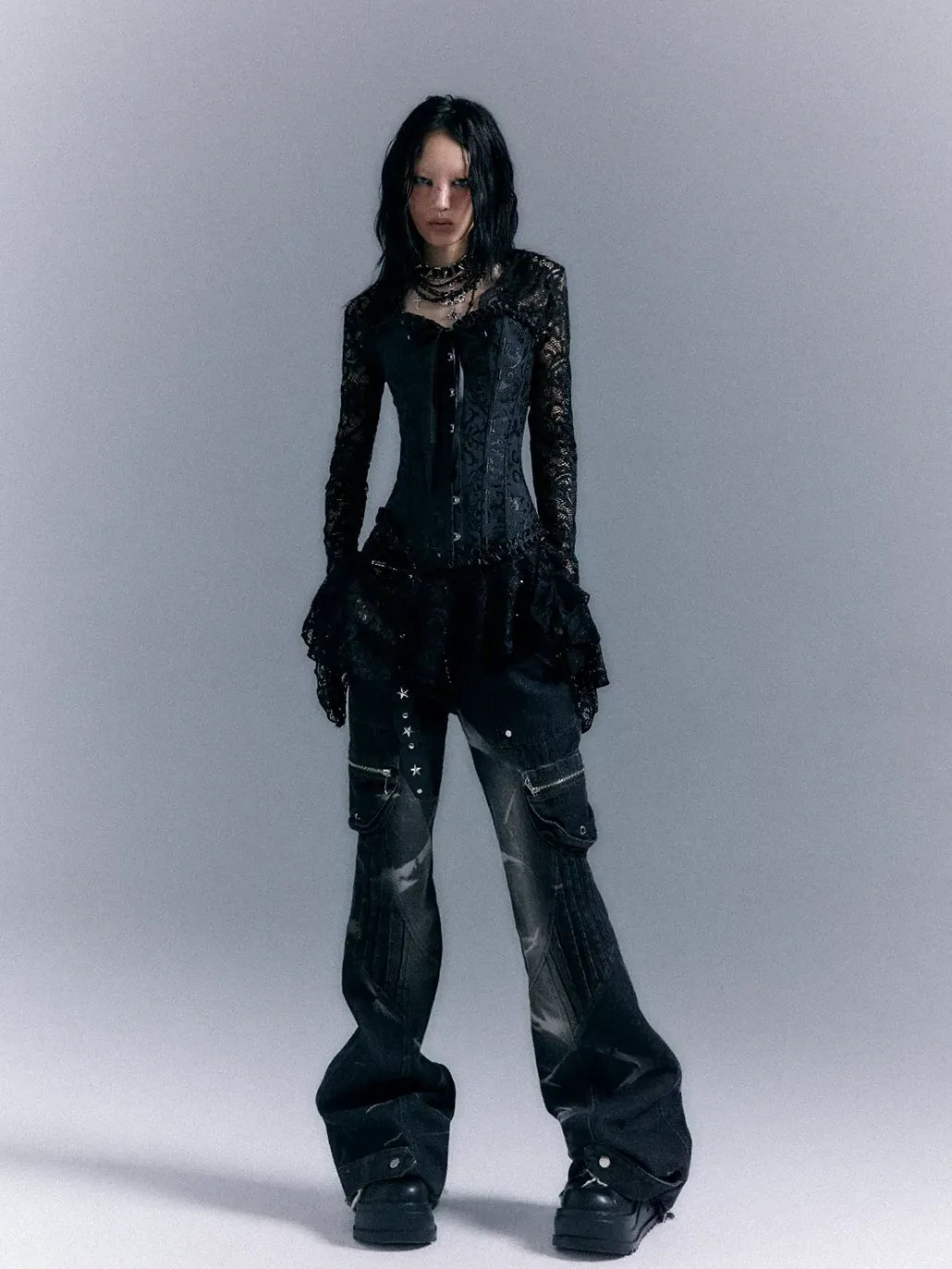 Frustration Garden Dark Gothic Punk Lace Up Corset Lace Dress Set