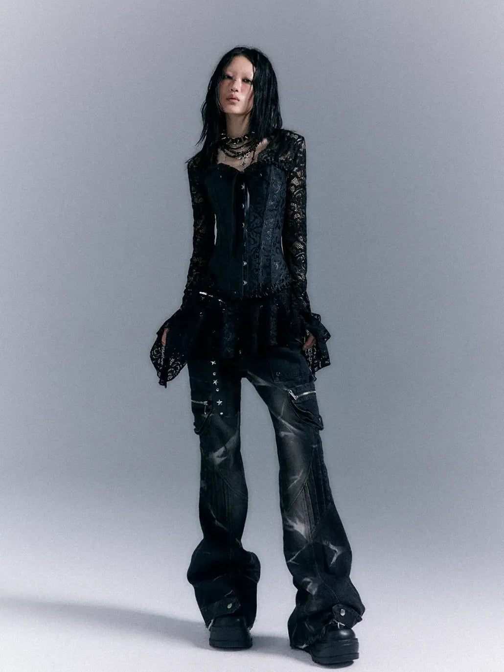 Frustration Garden Dark Gothic Punk Lace Up Corset Lace Dress Set