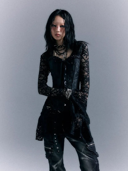 Frustration Garden Dark Gothic Punk Lace Up Corset Lace Dress Set