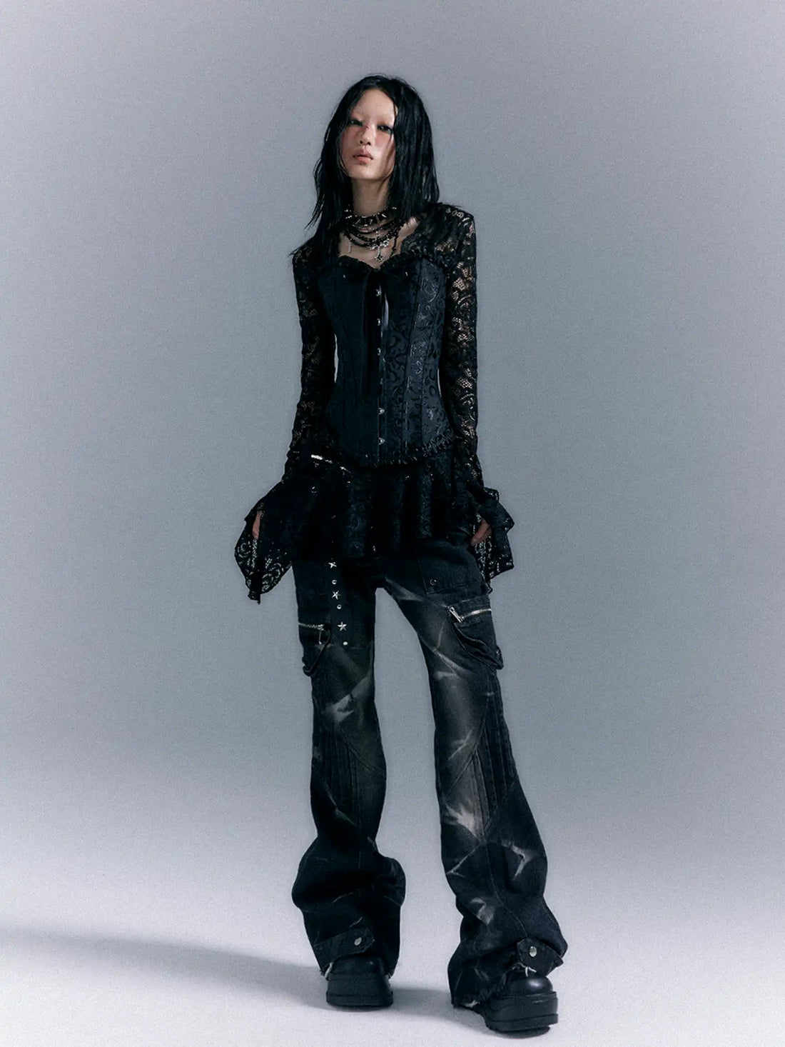 Frustration Garden Dark Gothic Punk Lace Up Corset Lace Dress Set