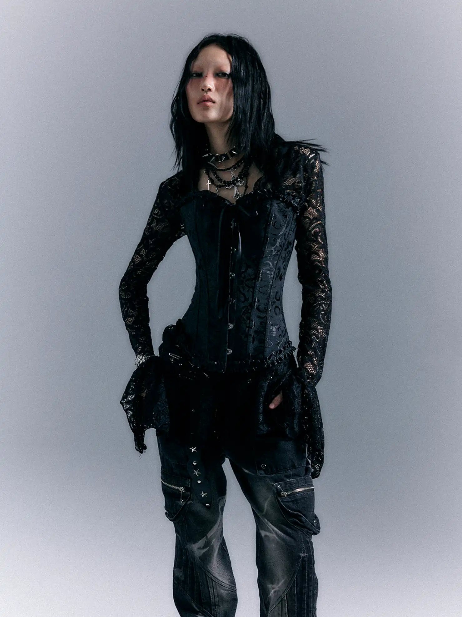 Frustration Garden Dark Gothic Punk Lace Up Corset Lace Dress Set