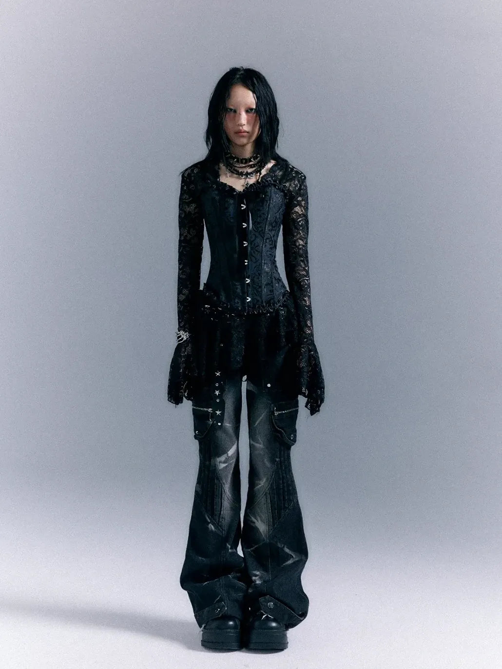 Frustration Garden Dark Gothic Punk Lace Up Corset Lace Dress Set