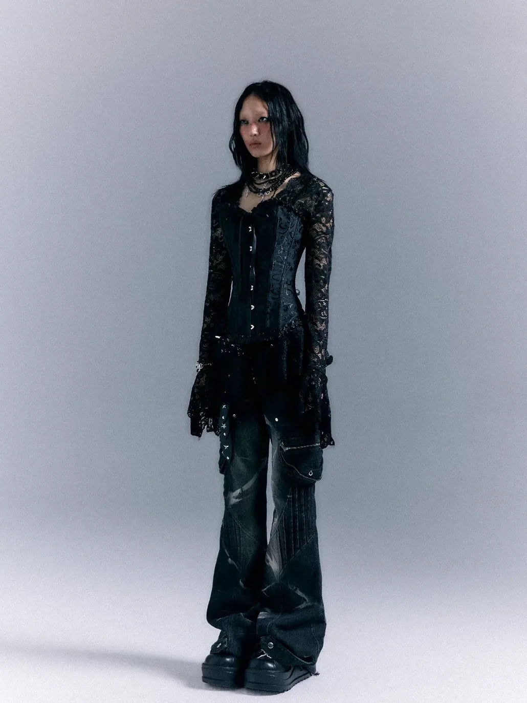 Frustration Garden Dark Gothic Punk Lace Up Corset Lace Dress Set