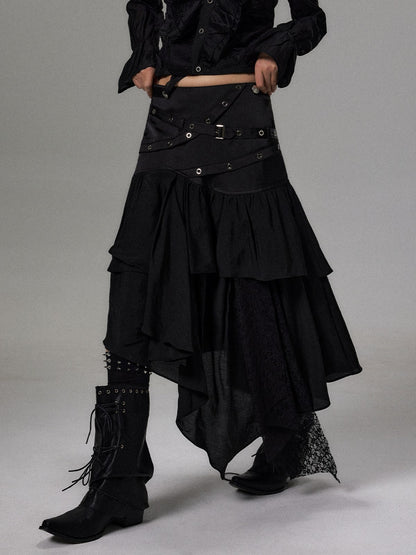 Frustration_Garden_Dark_Lace_Ruffle_Asymmetric_Layered_A_Line_Women&