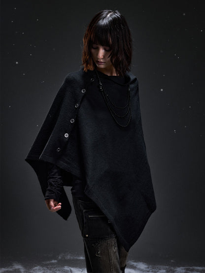 Frustration Garden Dark Punk Cape Batwing Sleeve Button Knit Women&