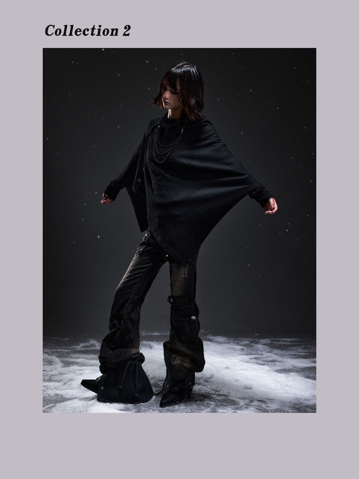 Frustration Garden Dark Punk Cape Batwing Sleeve Button Knit Women&