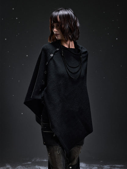 Frustration Garden Dark Punk Cape Batwing Sleeve Button Knit Women&