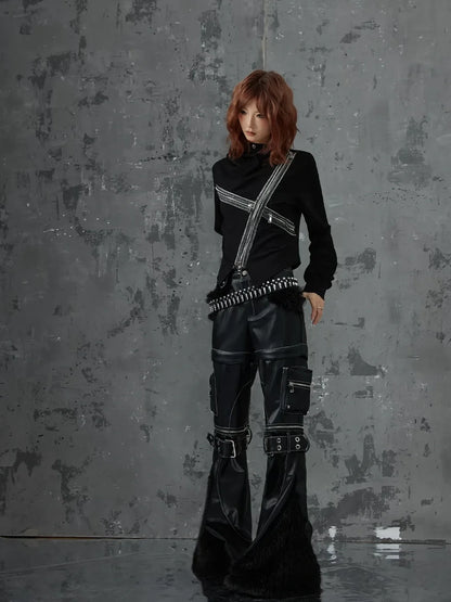 Frustration Garden Dark Punk Cross Hooded Knit Top