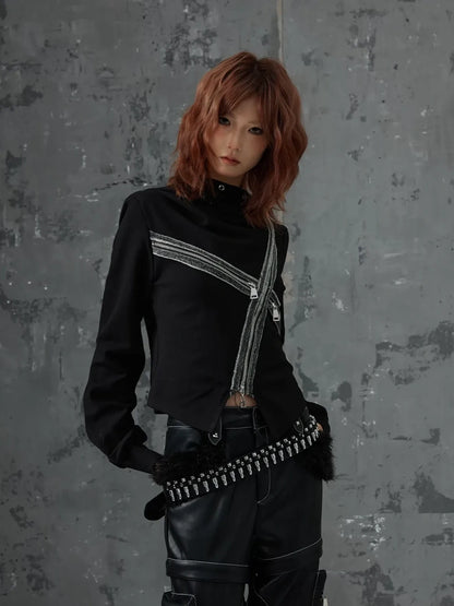 Frustration Garden Dark Punk Cross Hooded Knit Top
