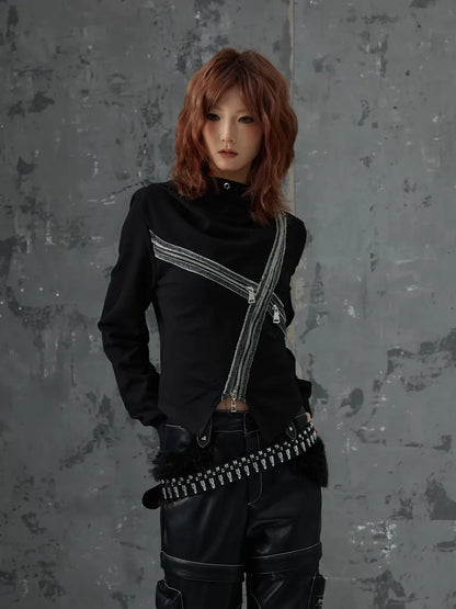 Frustration Garden Dark Punk Cross Hooded Knit Top