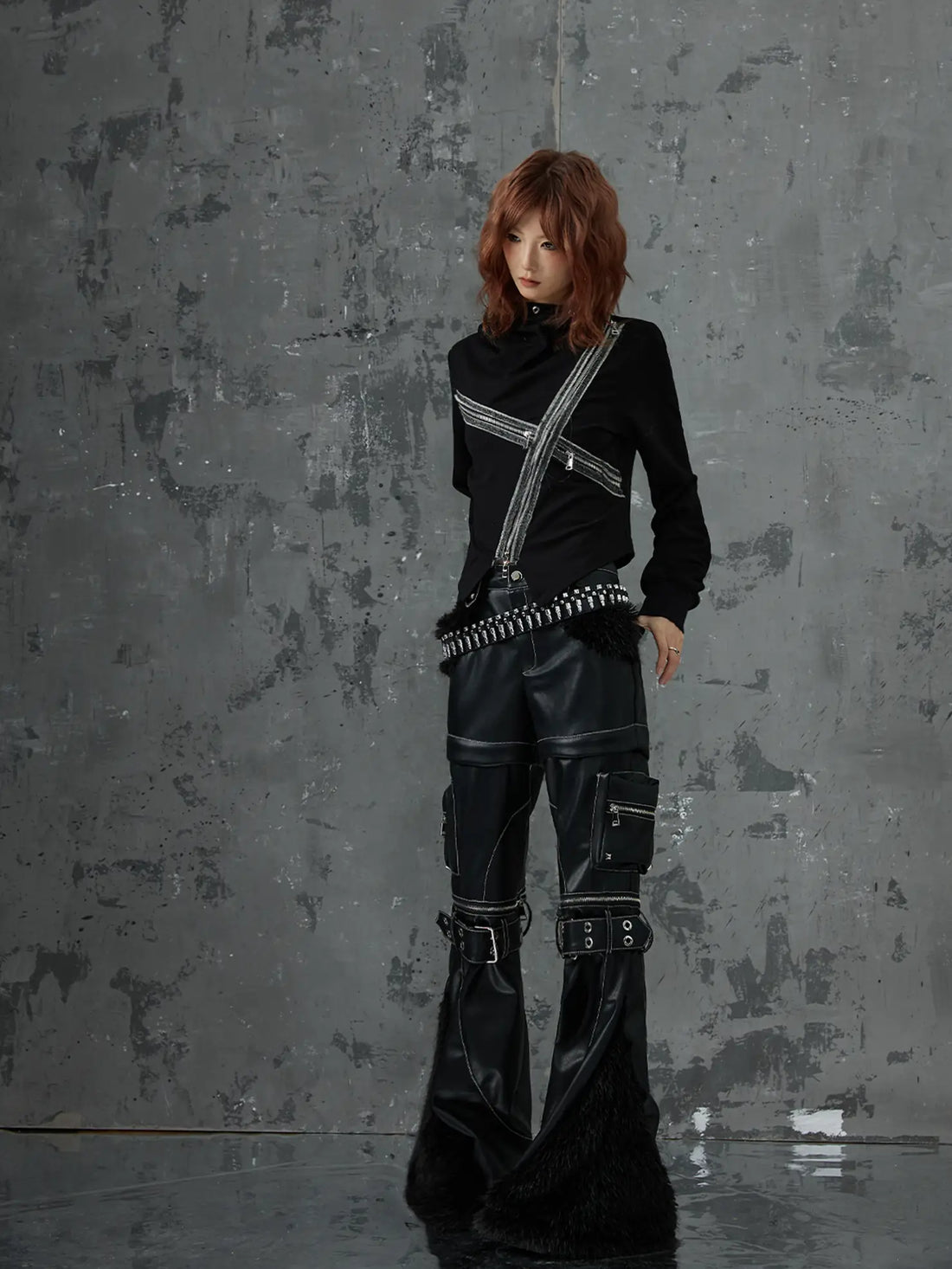 Frustration Garden Dark Punk Cross Hooded Knit Top