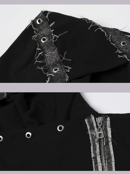 Frustration Garden Dark Punk Cross Hooded Knit Top