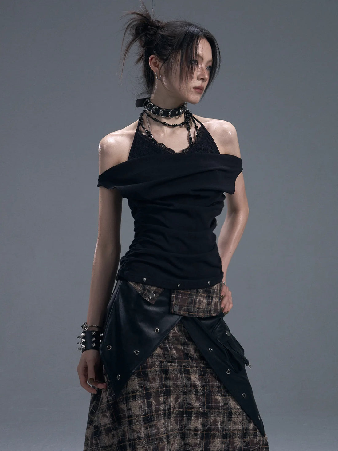 Frustration Garden Dark Punk Lace Layered Corset Knit Vest