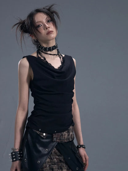 Frustration Garden Dark Punk Lace Layered Corset Knit Vest