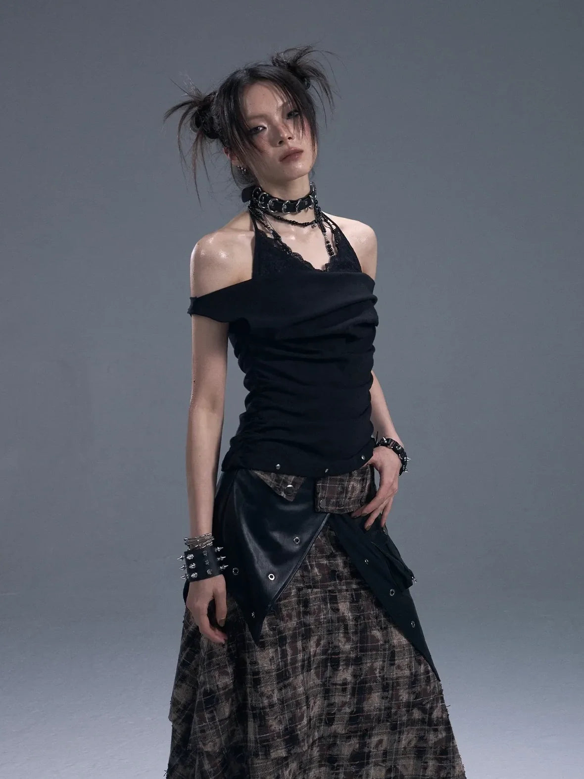 Frustration Garden Dark Punk Lace Layered Corset Knit Vest