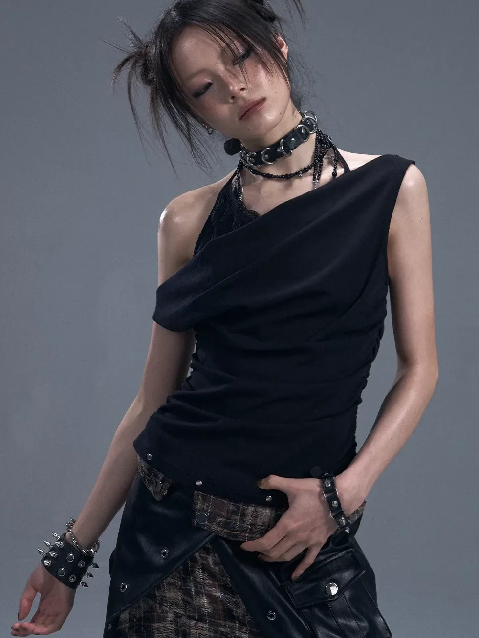 Frustration Garden Dark Punk Lace Layered Corset Knit Vest